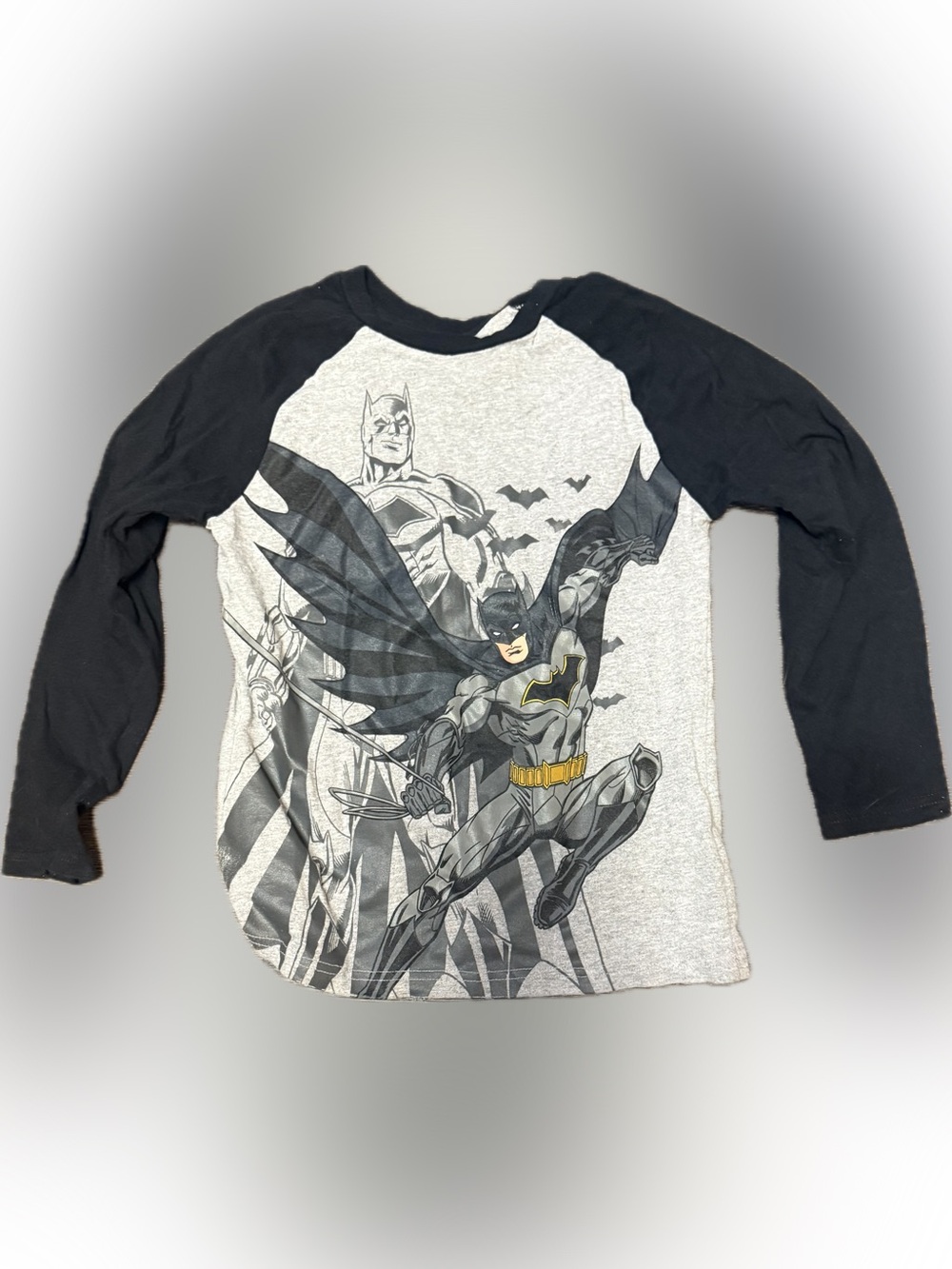 Batman Long Sleeve Raglan Tee - Black, Gray, Yellow